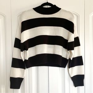 Divided Cropped Mock Neck Sweater